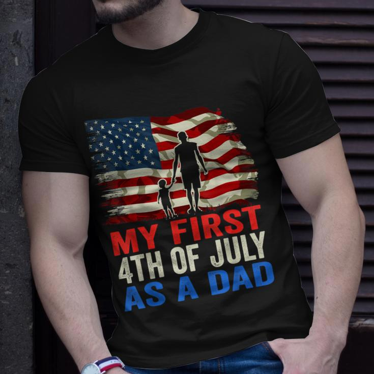Mens My First 4Th Of July As A Dad July 4Th New Dad Usa Flag Unisex T-Shirt Gifts for Him