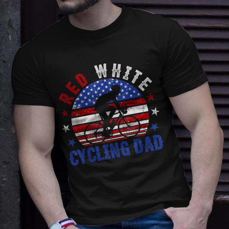 Mens Red White Cycling Dad 4Th Of July American Flag Gift Unisex T-Shirt Gifts for Him