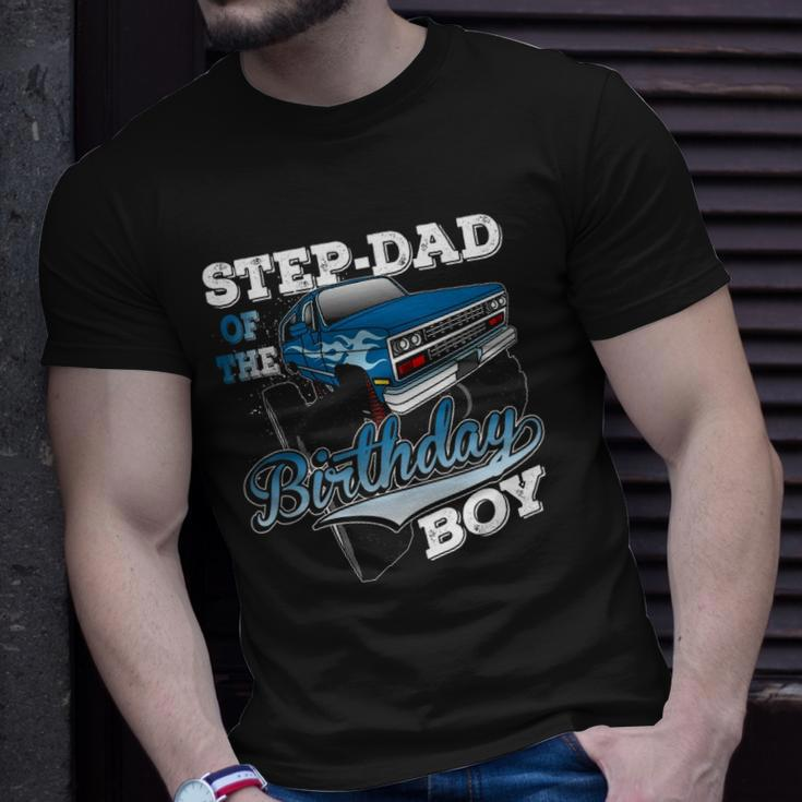 Mens Step-Dad Of The Birthday Boy Monster Truck Birthday Unisex T-Shirt Gifts for Him