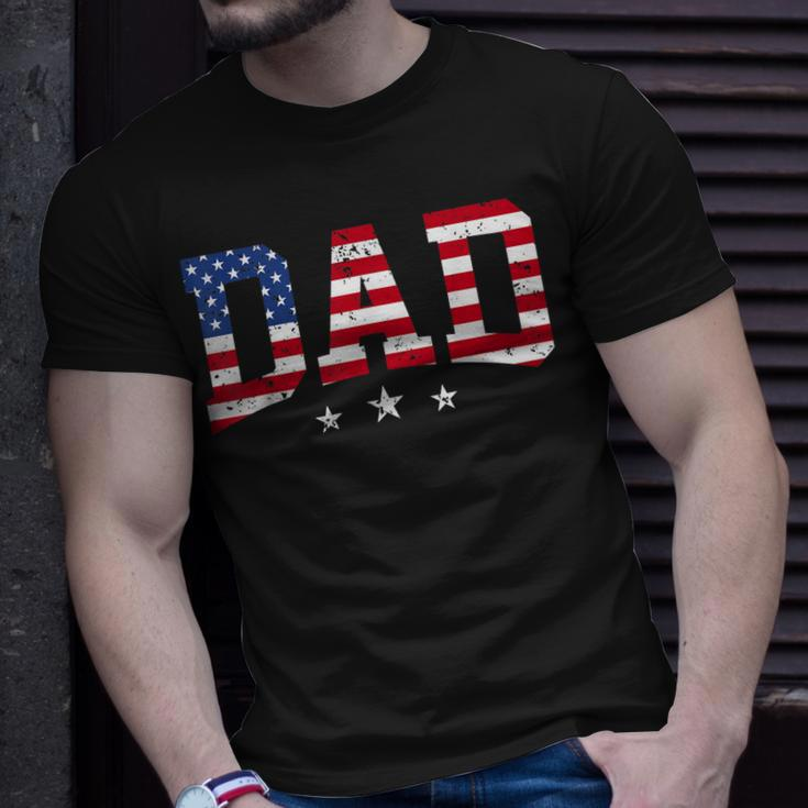 Mens Vintage Dad Fathers Day American Flag Usa Dad 4Th Of July Unisex T-Shirt Gifts for Him