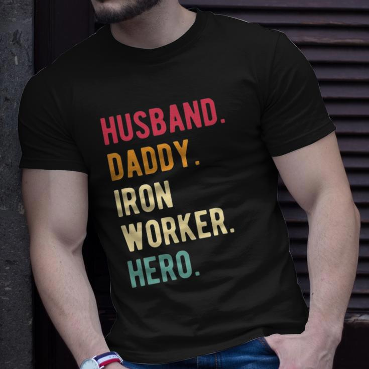 Mens Vintage Husband Daddy Iron Worker Hero Fathers Day Gift Unisex T-Shirt Gifts for Him