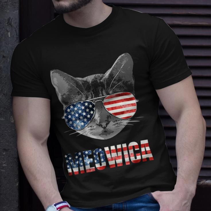 Meowica Funny Cat Patriotic Usa Shirt American Flag 544 Trending Shirt Unisex T-Shirt Gifts for Him