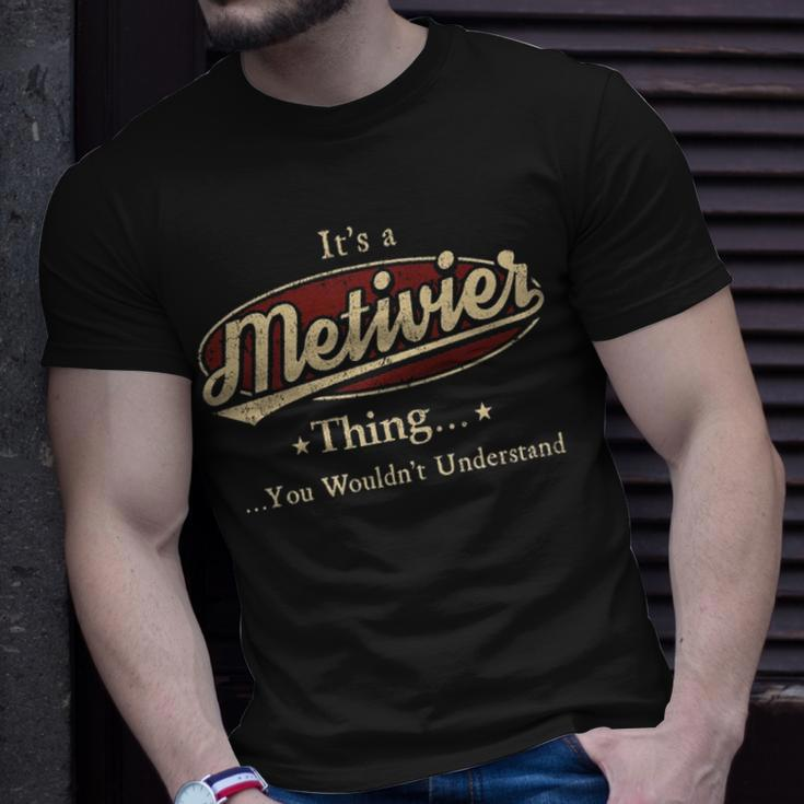Metivier Shirt Personalized Name GiftsShirt Name Print T Shirts Shirts With Name Metivier Unisex T-Shirt Gifts for Him