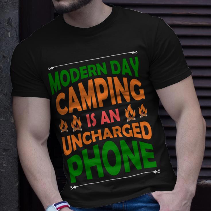 Modern Day Camping Is An Uncharged Phone Unisex T-Shirt Gifts for Him