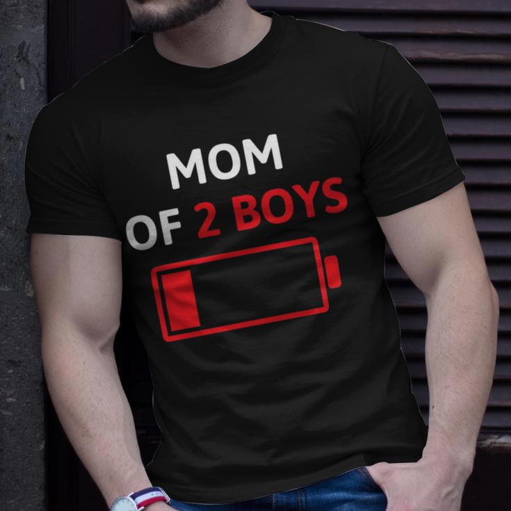 Mom Of 2 Boys Mothers Day Low Battery Unisex T-Shirt Gifts for Him