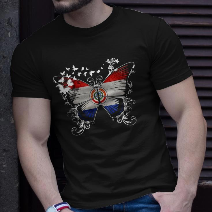 Paraguay Flag Butterfly Graphic Unisex T-Shirt Gifts for Him