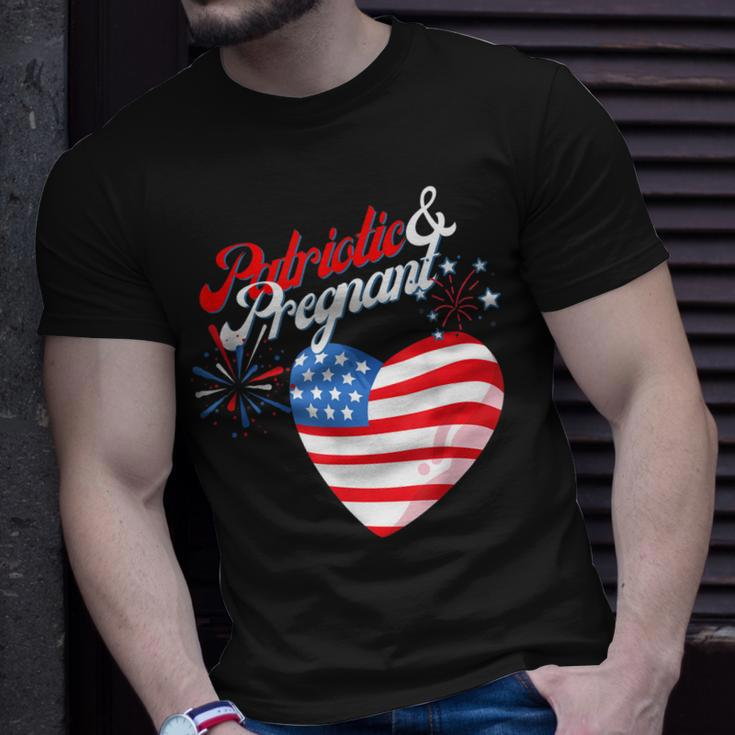 Patriotic And Pregnant 4Th Of July Pregnancy Announcement Unisex T-Shirt Gifts for Him