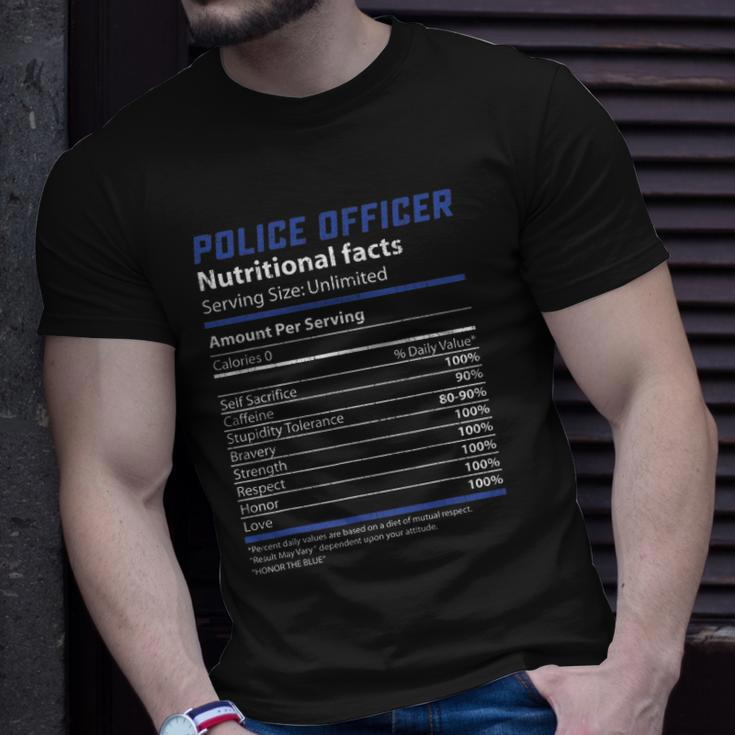 Police Officer Nutrition Facts Funny Cop Deputy Gift Unisex T-Shirt Gifts for Him