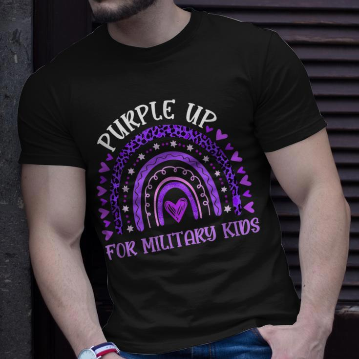 Purple Up For Military Kids Rainbow Military Child Month V2 Unisex T-Shirt Gifts for Him