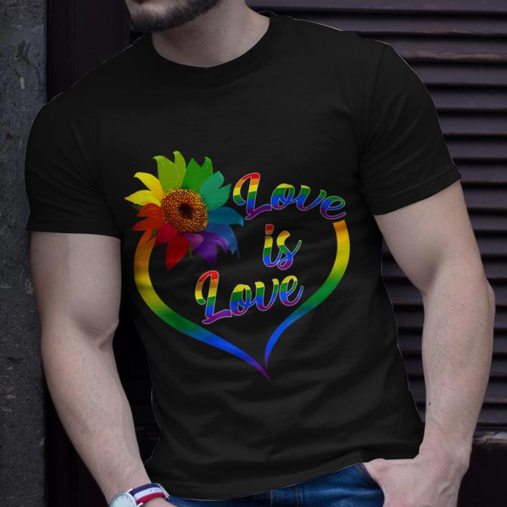 Rainbow Sunflower Love Is Love Lgbt Gay Lesbian Pride V2 Unisex T-Shirt Gifts for Him