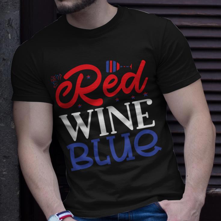 Red Wine Blue 4Th Of July Wine Red White Blue Wine Glasses V2 Unisex T-Shirt Gifts for Him