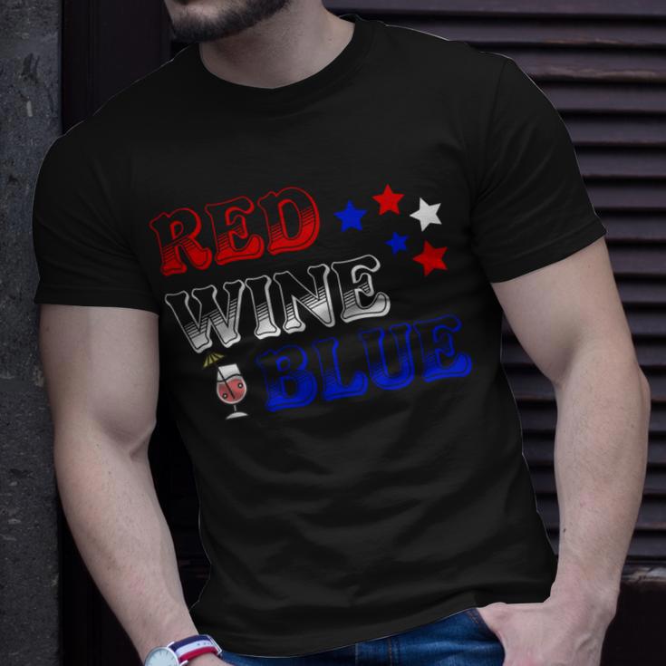 Red Wine Blue 4Th Of July Wine Red White Blue Wine Glasses V3 Unisex T-Shirt Gifts for Him