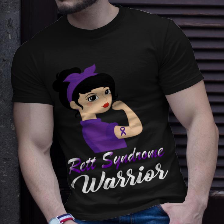 Rett Syndrome Warrior Purple Women Purple Ribbon Rett Syndrome Rett Syndrome Awareness Unisex T-Shirt Gifts for Him