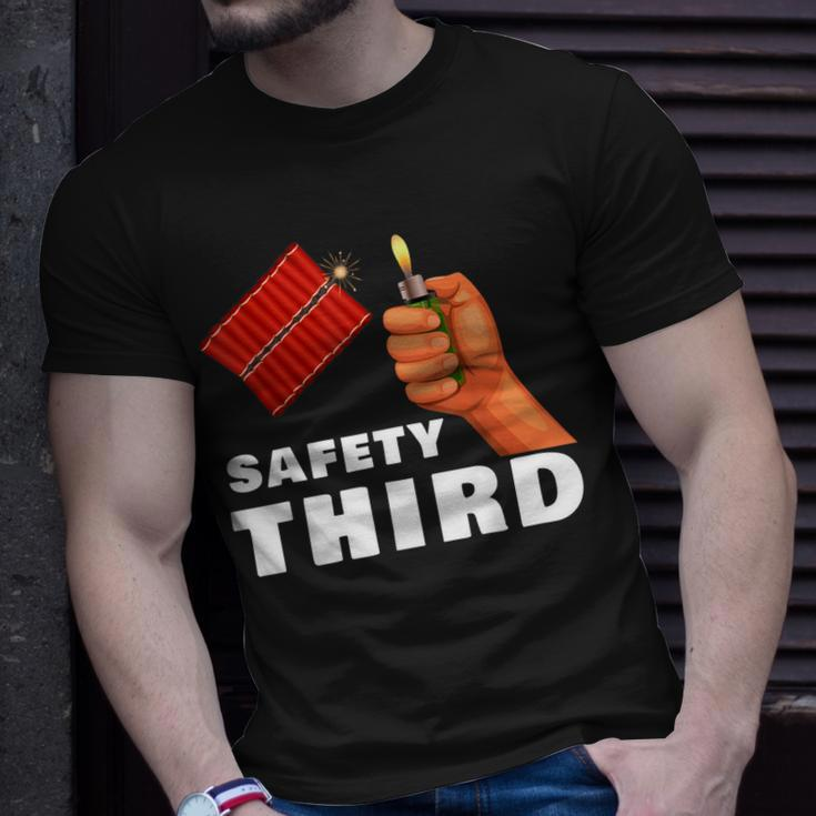 Safety Third 4Th Of July Patriotic Funny Fireworks Unisex T-Shirt Gifts for Him