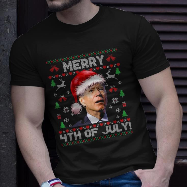Santa Joe Biden Merry 4Th Of July Ugly Christmas Unisex T-Shirt Gifts for Him