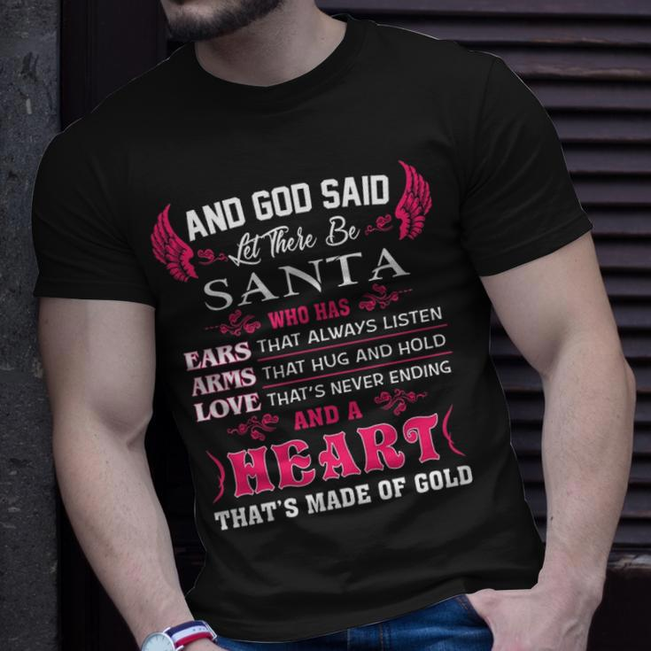 Santa Name And God Said Let There Be Santa T-Shirt Gifts for Him