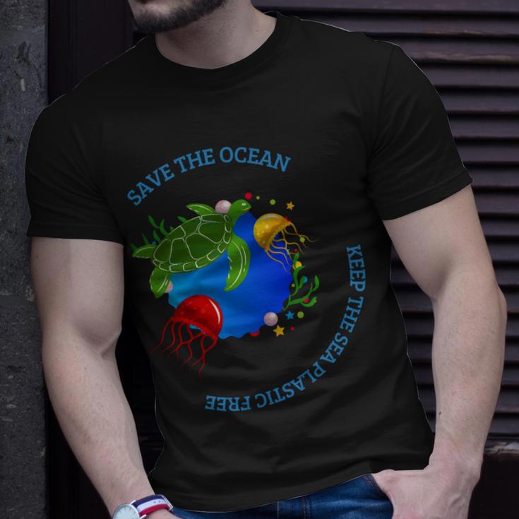 Save The Ocean Keep The Sea Plastic Free Unisex T-Shirt Gifts for Him