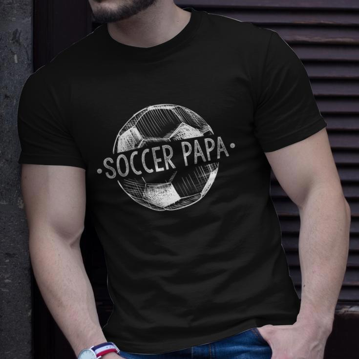 Soccer Papa Family Matching Team Player Gift Sport Lover Dad Unisex T-Shirt Gifts for Him