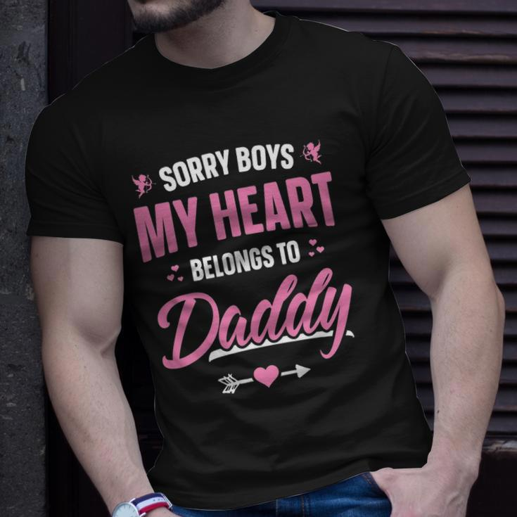 Sorry Boys My Heart Belongs To Daddy Girls Valentine Unisex T-Shirt Gifts for Him