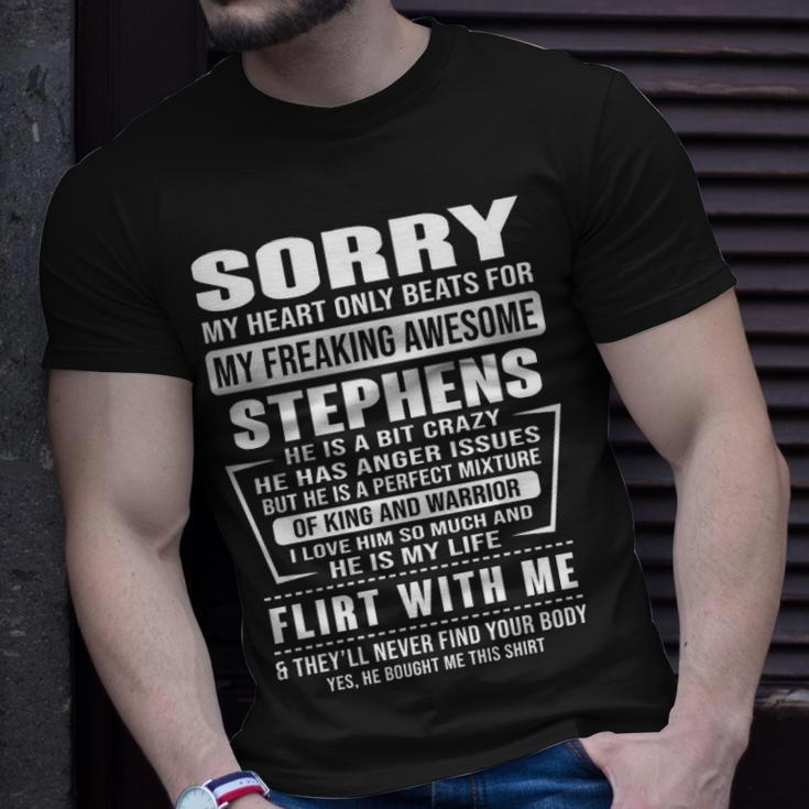 Stephens Name Sorry My Heart Only Beats For Stephens T-Shirt Gifts for Him