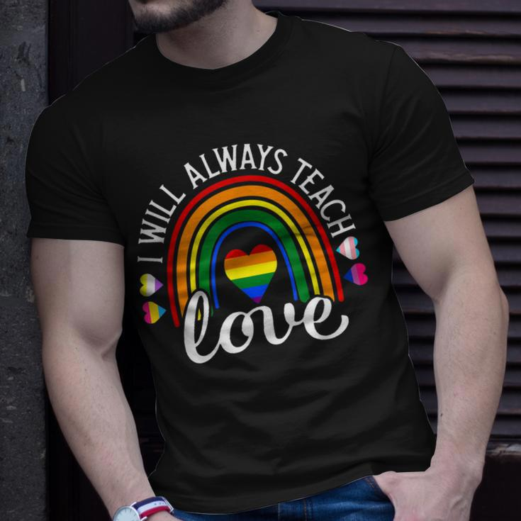 Teacher Ally Lgbt Teaching Love Rainbow Pride Month V2 Unisex T-Shirt Gifts for Him