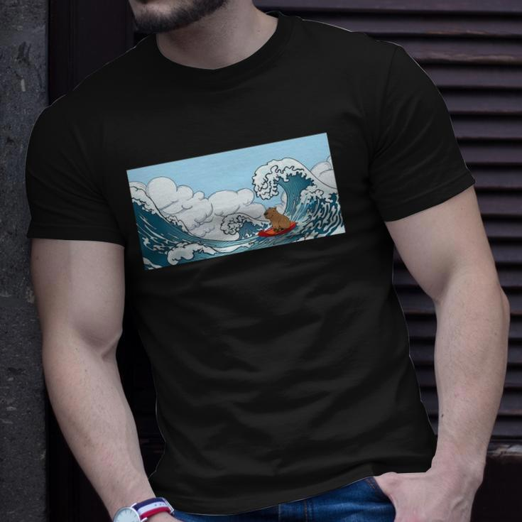 The Capybara On Great Wave Unisex T-Shirt Gifts for Him