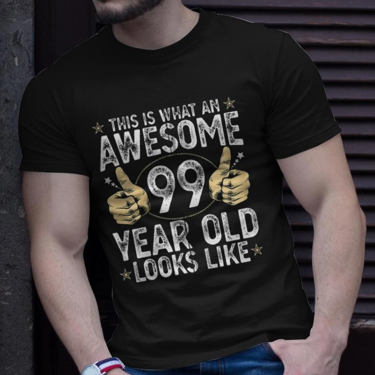 This Is What An Awesome 99 Years Old Looks Like 99Th Birthday Zip Unisex T-Shirt Gifts for Him