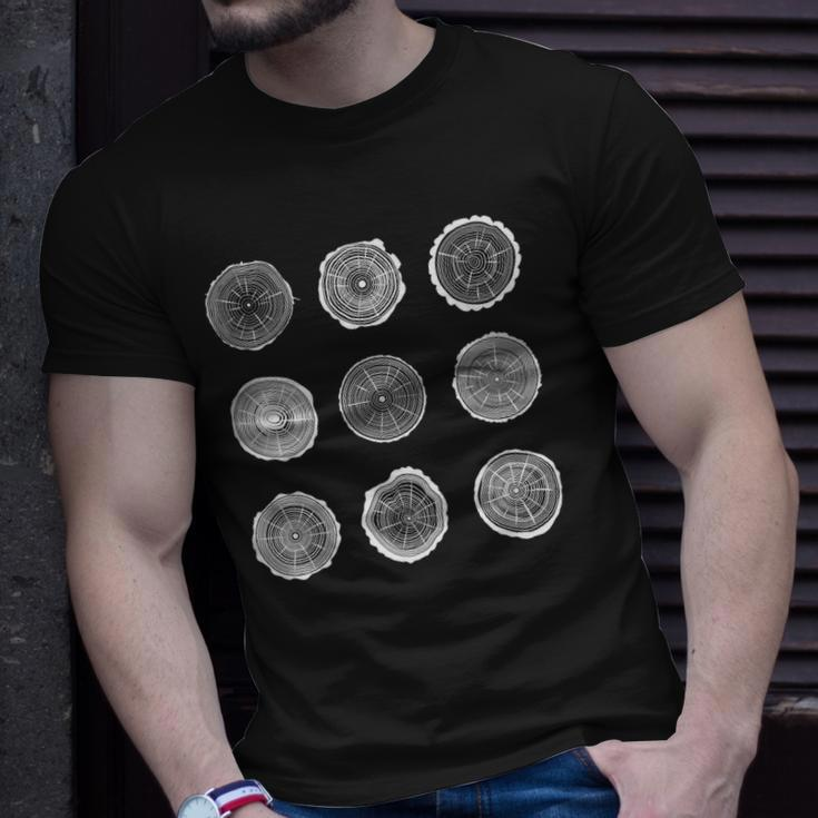Tree Trunk Pattern Tree Forest Growth Rings Unisex T-Shirt Gifts for Him