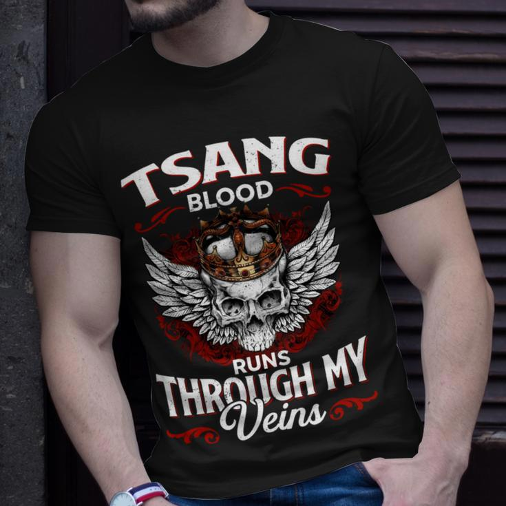 Tsang Blood Runs Through My Veins Name Unisex T-Shirt Gifts for Him
