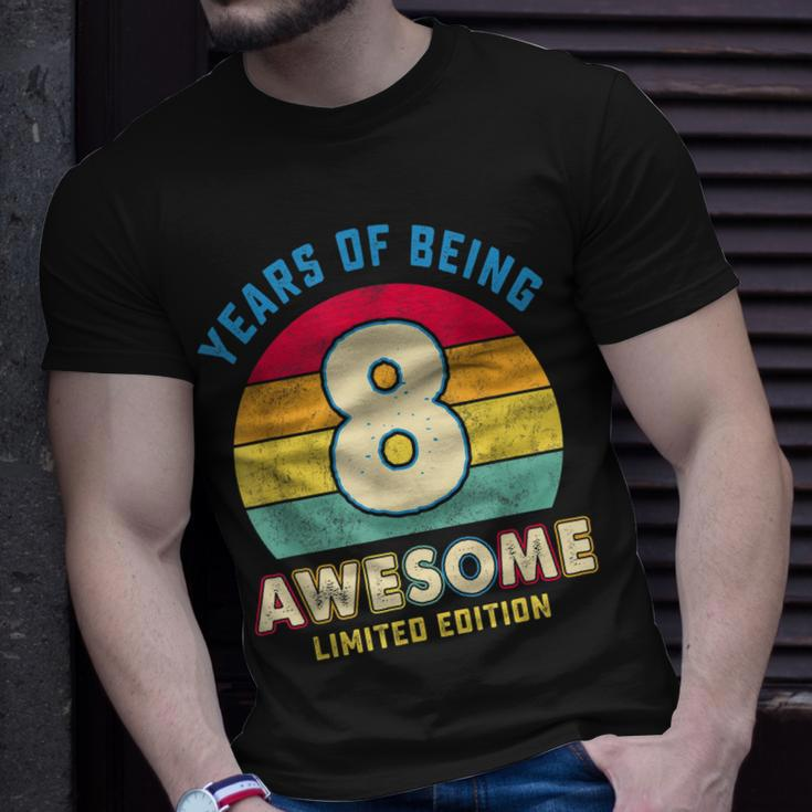 Vintage 8 Years Of Being Awesome Retro 8Th Birthday Boy Girl Unisex T-Shirt Gifts for Him