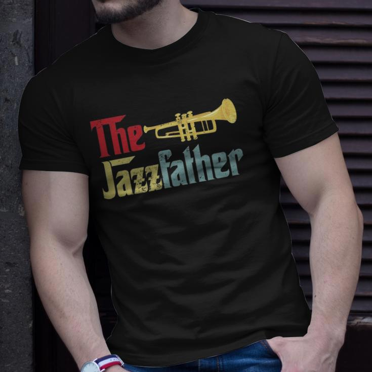 Vintage The Jazzfather Happy Fathers Day Trumpet Player Unisex T-Shirt Gifts for Him