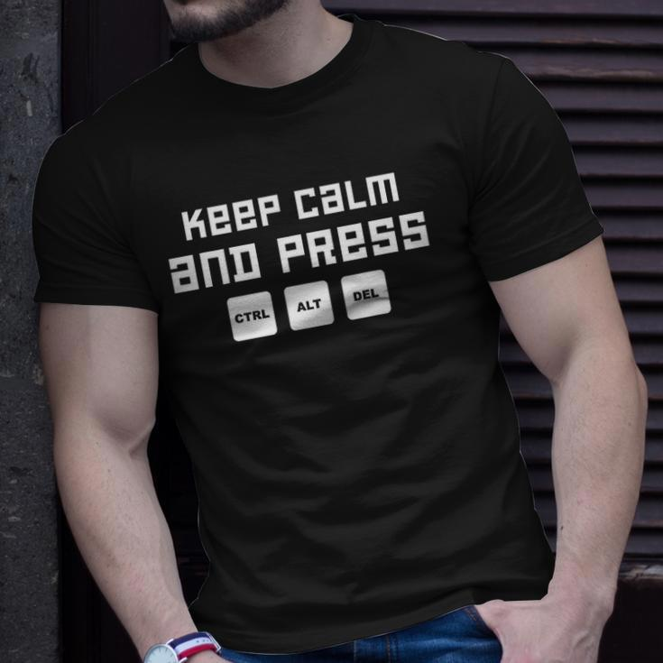 Web Designer App Developer Keep Calm And Press Ctrl Alt Del Unisex T-Shirt Gifts for Him