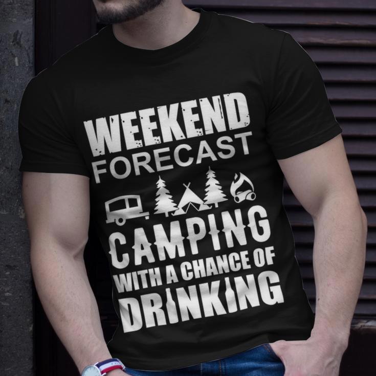 Weekend Forecast Camping With A Chance 21 Shirt Unisex T-Shirt Gifts for Him