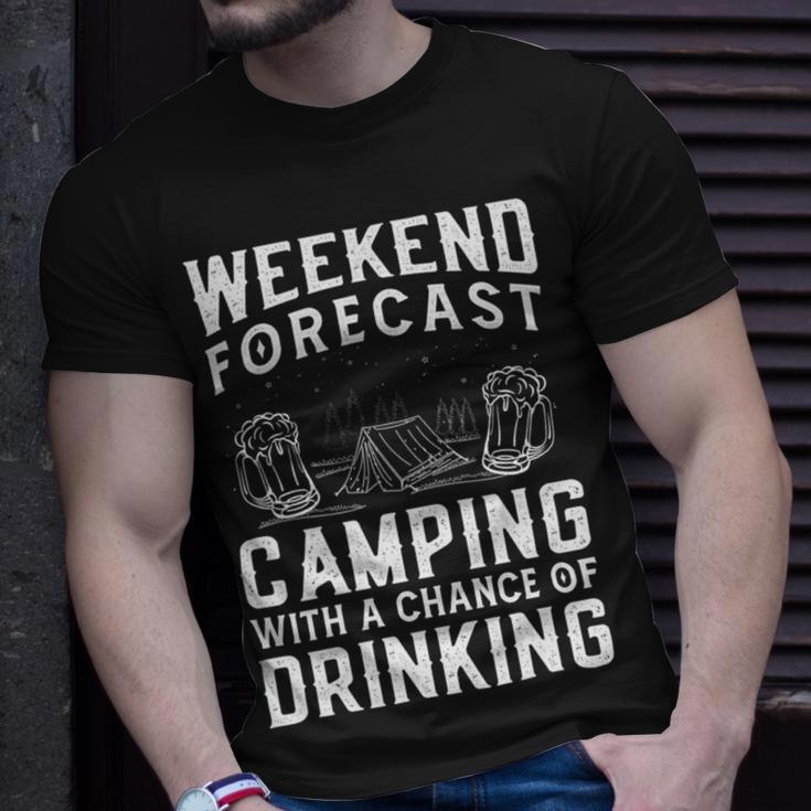 Weekend Forecast Camping With A Chance 22 Shirt Unisex T-Shirt Gifts for Him