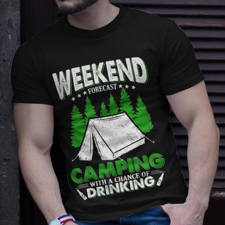 Weekend Forecast Camping With A Chance Of Drinking Funny Unisex T-Shirt Gifts for Him