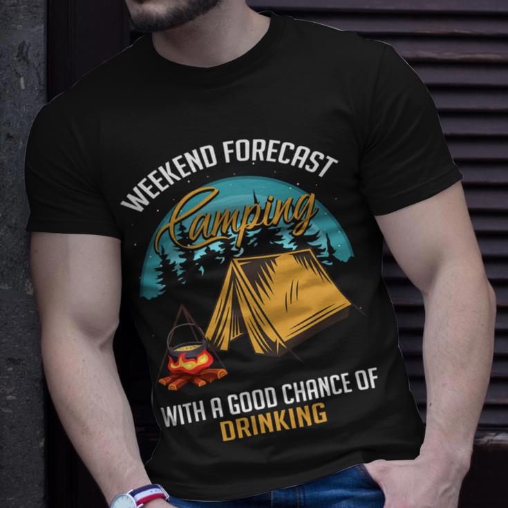 Weekend Forecast Camping With A Good 15 Shirt Unisex T-Shirt Gifts for Him