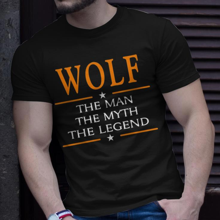 Wolf Name Wolf The Man The Myth The Legend T-Shirt Gifts for Him