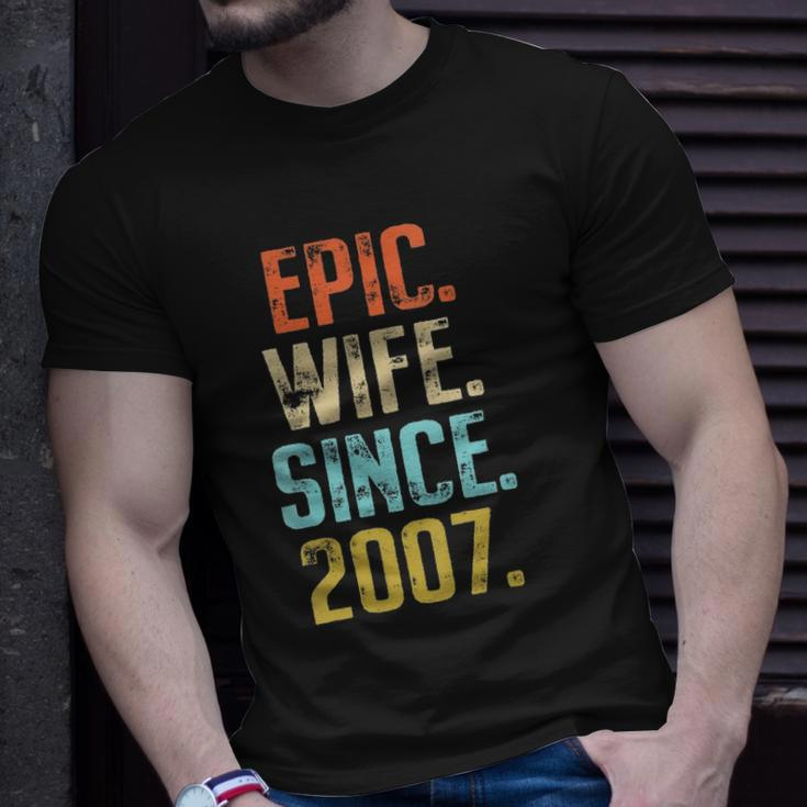 Womens 15Th Wedding Anniversary For Her Best Epic Wife Since 2007 Married Couples Unisex T-Shirt Gifts for Him