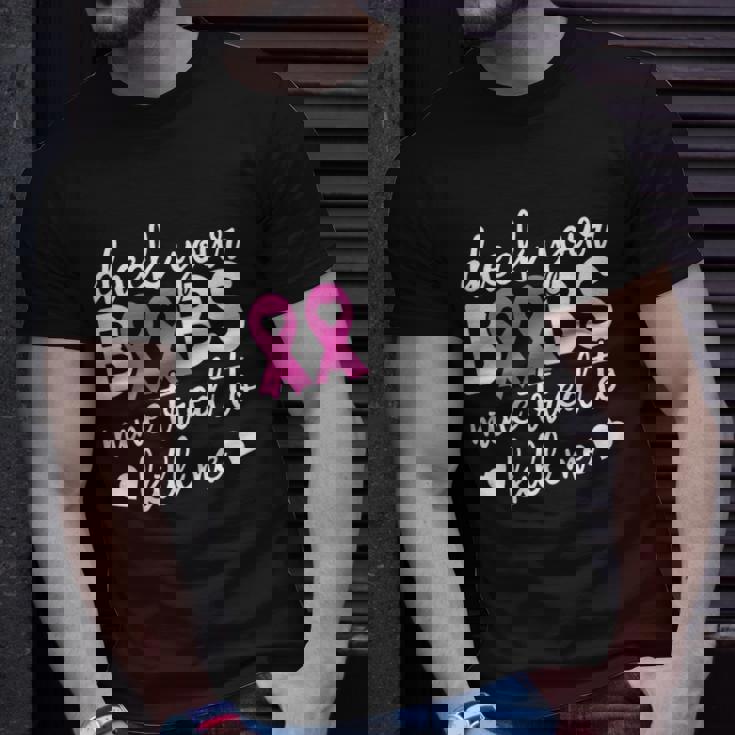 Womens Check Your Boobies Breast Cancer Awareness Fight Cancer Unisex T-Shirt Gifts for Him