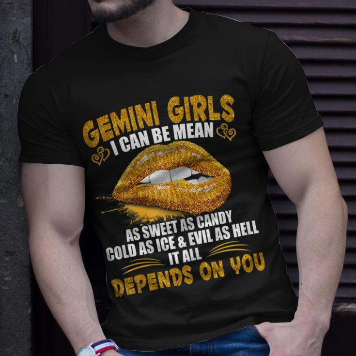 Womens Gemini Girl I Can Be Mean Saying Birthday Zodiac Girls Unisex T-Shirt Gifts for Him