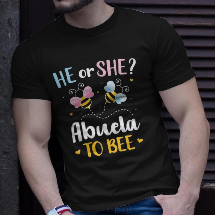 Womens Gender Reveal He Or She Abuela Matching Family Baby Party Unisex T-Shirt Gifts for Him