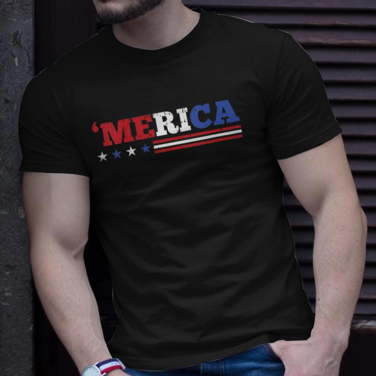 Womens Merica 4Th Of July Independence Day Patriotic American V-Neck Unisex T-Shirt Gifts for Him