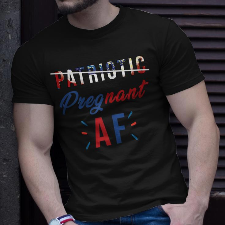 Womens Patriotic Pregnant Af Baby Reveal 4Th Of July Pregnancy Mom Unisex T-Shirt Gifts for Him