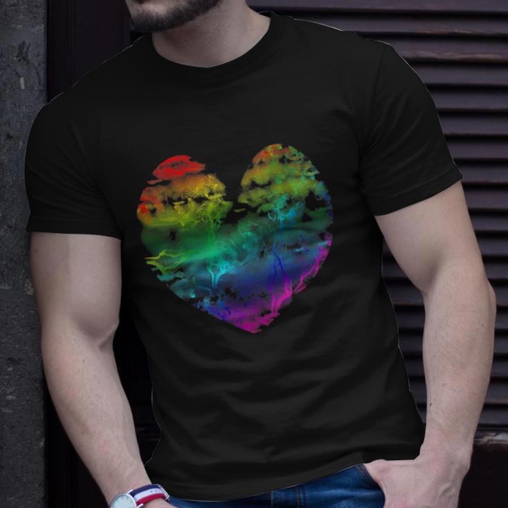 Womens Rainbow Cloudy Heart Lgbt Gay & Lesbian Pride Gift Unisex T-Shirt Gifts for Him