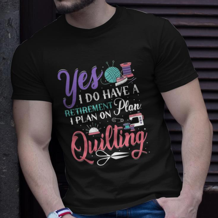 Womens Retirement Plan On Quilting Lover Quilter Novelty Unisex T-Shirt Gifts for Him