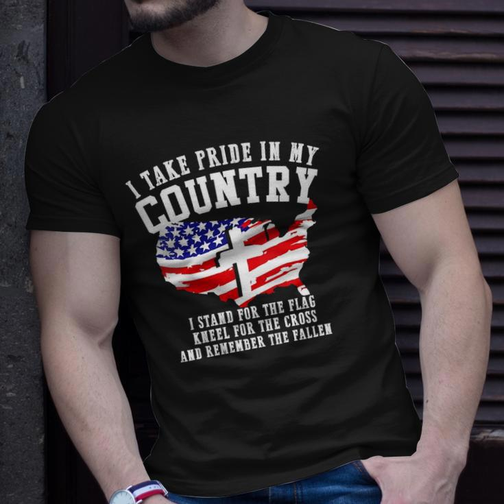 Womens Stand For The Flag Kneel For The Cross Patriotic 4Th Of July V-Neck Unisex T-Shirt Gifts for Him