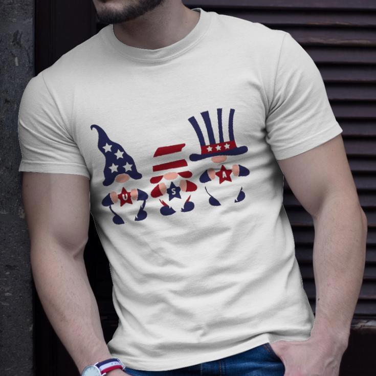 4Th Of July Patriotic Gnomes American Usa Flag Unisex T-Shirt Gifts for Him