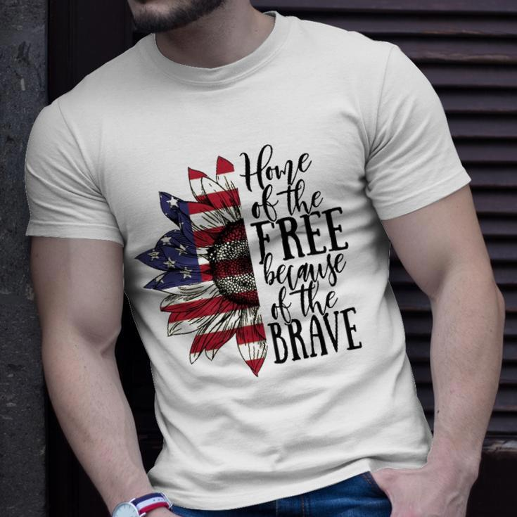 4Th Of July Sunflower Home Of The Free Because Of The Brave Unisex T-Shirt Gifts for Him