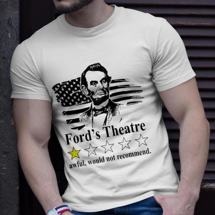 American Flag Abraham-Lincoln Fords Theatre Rating Unisex T-Shirt Gifts for Him