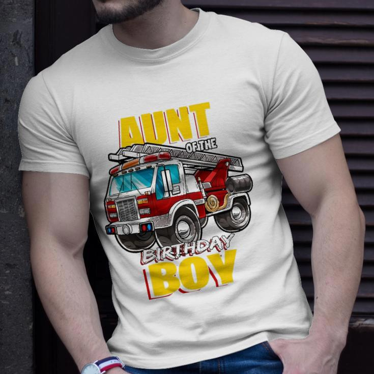 Aunt Of The Birthday Boy Matching Family Fireman Firetruck Unisex T-Shirt Gifts for Him